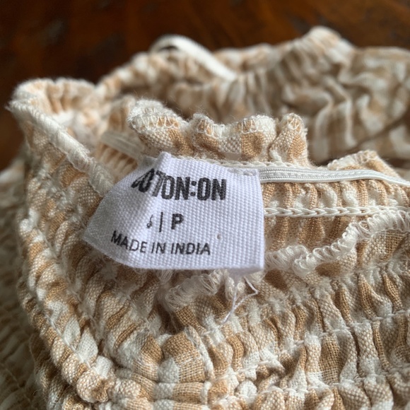 Tan Plaid Princess Sleeve Crop Shirt - Picture 5 of 7